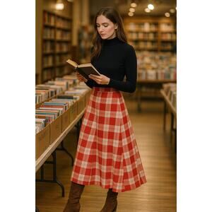 VTG 70s Country Sophisticates Maxi A-Line Skirt 8 Plaid Tartan Cottagecore Boho